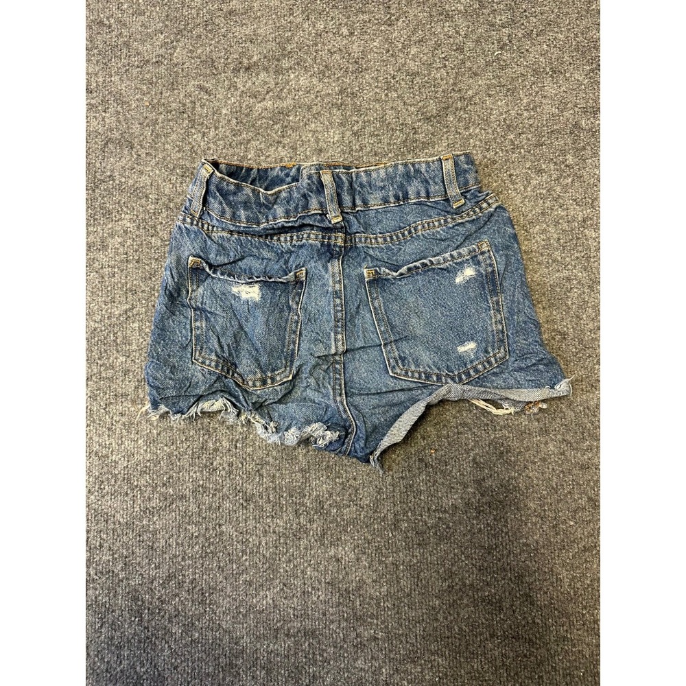 Primark Denim Shorts Womens Size 0 Blue Distressed High Waisted Raw Hem Cut Off
